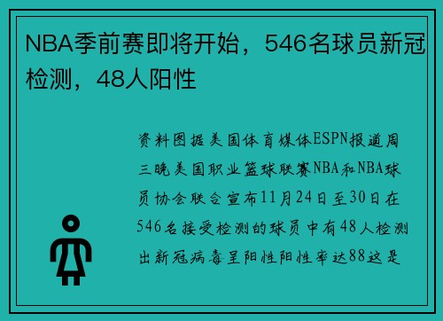 NBA季前赛即将开始，546名球员新冠检测，48人阳性